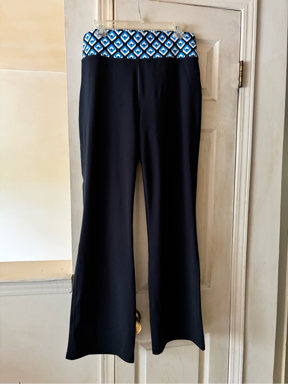 Skechers DarkNaBoot‑Cut Pants with Blue Patterned Waistband by Diane Von Furst